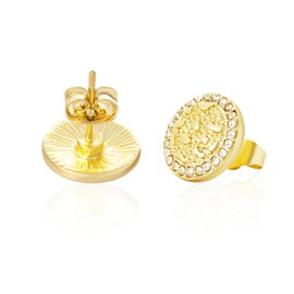 Cubic Zirconia Earrings Studs Gold nugget earrings for men Nugget earring Cookie Nugget Gold Plated Stud Earrings 14k Gold Plated Round Rough Textured For Women Unisex(XL)