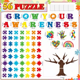 Lingvee 84 Pcs Puzzle Pieces Classroom Tree Bulletin Board Motivational Bulletin Board Inspirational Puzzle Pieces Decorations for Colorful Welcome Back to School Elementary Teacher Chalkboard