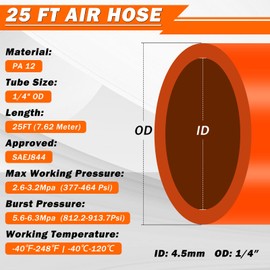 EilxMag Air Line Kit for Air Spring Bag Suspension with Fittings, 25 FT PA Hose Truck Airbag Line with 1/4 NPT DOT Air Fittings, Replacement Valve for Airbag Suspension in Semi Truck Trailer