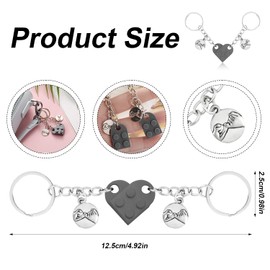 XIHIRCD Matching Brick Heart Keychain for Couples, Custom Couple Key Chain Pinky Promise Pendant Cute Couple & Friendship Gifts for Boyfriend Girlfriend Friend Couples(Gray)