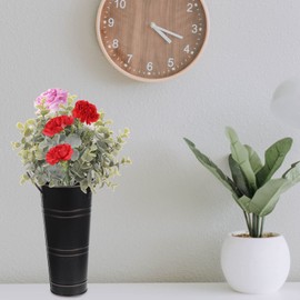 SEWACC Home Decor Vintage Decor Metal Galvanized Vase Retro Farmhouse French Bucket with Handle Rustic Bucket Vase for Home Wedding (Black) Home Decor Vintage Decor