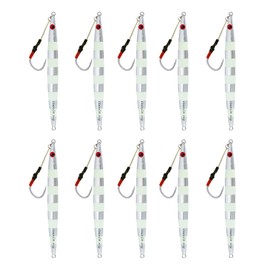 OCEAN CAT 10 Pcs Fast Fall Fishing Luers Mental Vertical Lead Jigging Sea Baits Flat Hooks Saltwater Metal Pitching Falling Fish Jigs Artificial Baits Lead