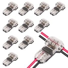 MELIFE 10PCS Low Voltage Wire Connectors Solid Connection, T Tap 2 Pin Quick Wire Splice Connectors, Self-Stripping 3 Way Wire Connector for LED Strip/Audio/Video/Automotive, 24-20 AWG