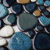 Parrotile Pebble Tile for Shower Floor Aqua Cobalt Blue Mosaic