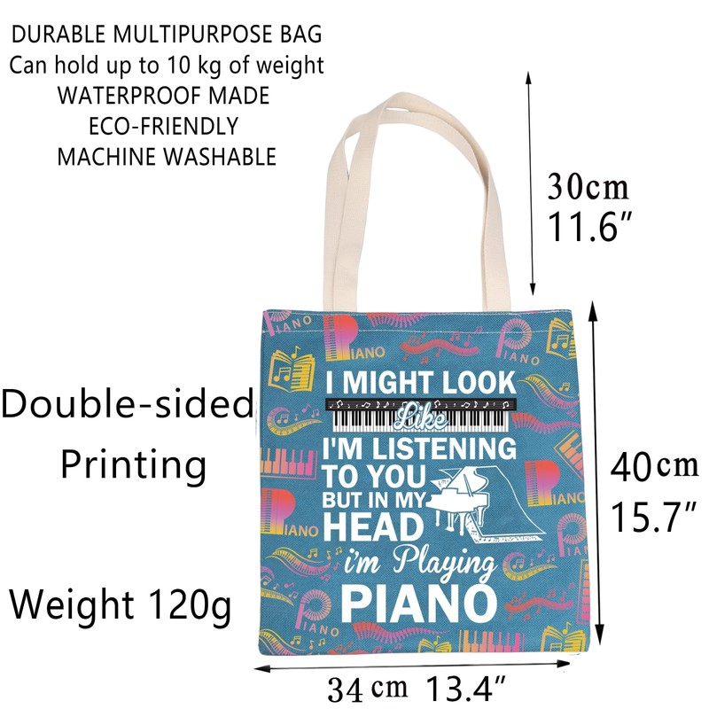 CMNIM Piano Tote Bag Piano Gifts for Piano Players Funny