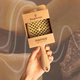 Regincós - Toffee - Haarbürste - Flexibel - Anti-Ziehen - Entwirrt - Trockenes und Nasses Haar - Braun Beige