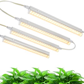 1FT T5 4-Pack Grow Lights for Indoor Plants, 3000K Warm Full Spectrum LED Growing Lamp, Plant Growing Light Strips for Greenhouse Seed Starting, Vegetables, Plug and Use for Easy Installation