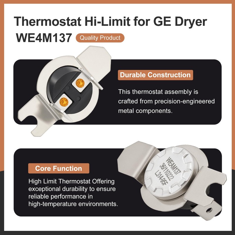 Powswopx WE4M137 Thermostat Hi-Limit for GE Dryer, Temperature Control up