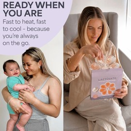 Lactivate Breast Ice Pack & Heat Pack – Set of 2 Reusable Hot & Cold Gel Bead Nursing Pads with 4 Soft Bamboo Covers for Breastfeeding Relief and Pumping Support - Breastfeeding Therapy Packs