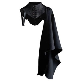 Mens Medieval Shawl Cloak Costume Half Shoulder Cape Renaissance Single Scarf Armor Steampunk Victorian Cosplay Black(Small, Black)