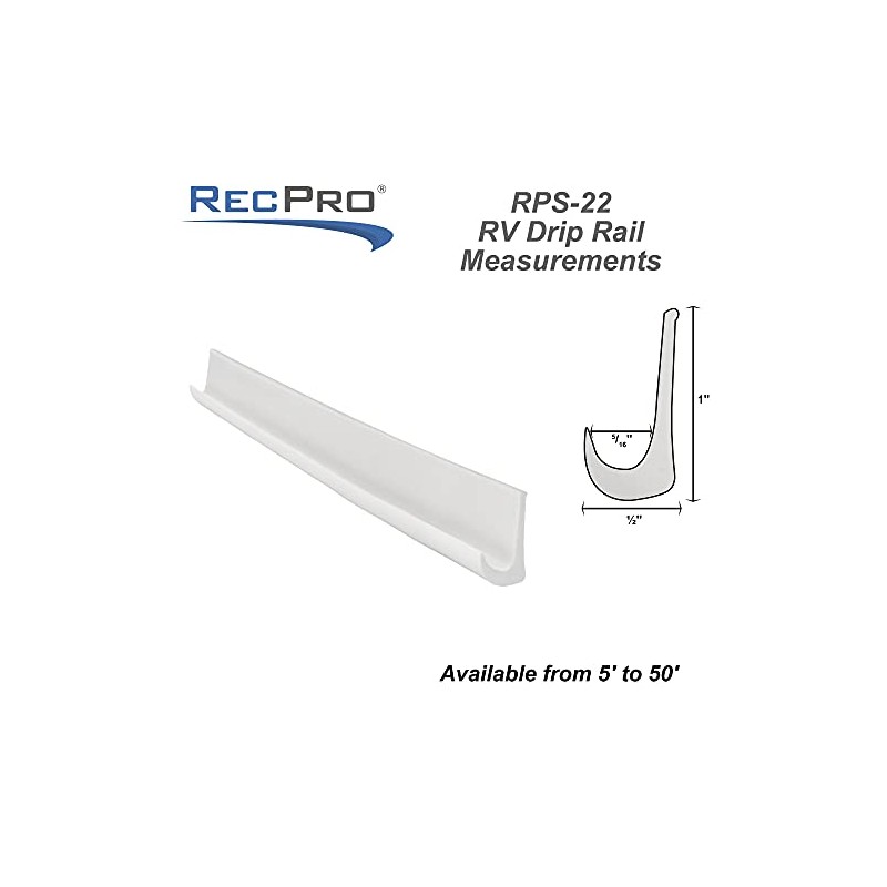 RecPro RV PVC Plastic Rain Gutter | Adhesive Backing Included