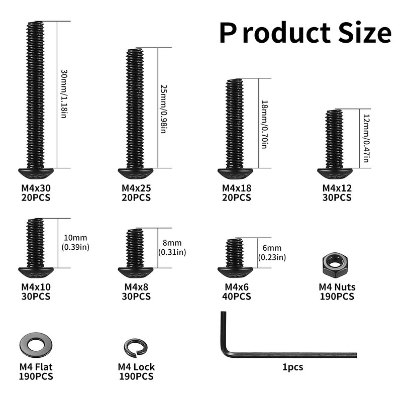760 Piece M4 Screws Set, Allen Screws Nuts Set, Pan
