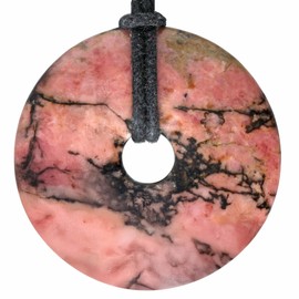 Lebensquelle Plus Rhodonite Gemstone Donut Pendant Diameter 40 mm, Gemstone gemstone Rhodonite