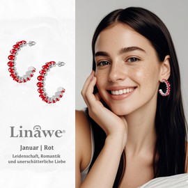 Linawe Women's Stainless Steel Hoop Earrings, Statement Earrings, Jewellery, Hypoallergenic, Large Fashion Jewellery, Available in Gold and Silver, Copper Cubic Zirconia Brass, Created Ruby