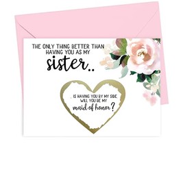 Maid of Honor Proposal Scratch Off Card for Sister, Bridal Party Proposal Asking Card for Sister, Will You Be My Maid of Honor? (Sister Maid of Honor1)
