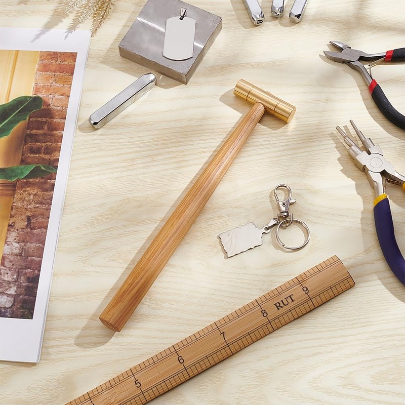 BENECREAT Hammer with Brass Head, 22 cm Long Hammer for