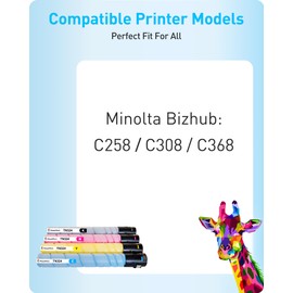 MasaiMara TN324 TN-324 TN324K TN324C TN324M TN324Y High Capacity Compatible Toner Cartridge for Konica Minolta Bizhub C258 C308 C368 Printer(Black Cyan Magenta Yellow, 4-Pack)