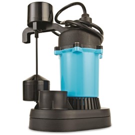 Little Giant BSP50V 1/2 HP, 115 Volt, 3180 GPH Automatic Submersible Epoxy Coated Cast Aluminum Sump Pump with Piggy-back Vertical Switch and 8-Ft. Cord, Blue, 511251