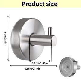 Suction Towel Hook, Rust-Proof Stainless Steel Bathroom Shower Hook, Wall Suction Hook, no Drilling Hook, Suitable for Bathroom Walls, Glass Doors, Mirrors, no Drilling Heavy Suction Hook (4 Sets)