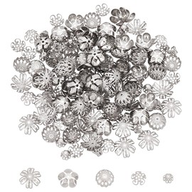UNICRAFTALE Pack of 150 5 Styles Flower Bead Caps Stainless Steel Bead Caps Flowers Filigree Bead Caps Metal Spacer Bead Caps Loose Spacer Beads Mass Earrings for Making Bracelets