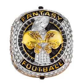 HuangouSA 2024 Fantasy Football Championship Ring with Wooden Box League Champion Trophy Rings Premium Award for Winner (FFL ring with box, 13)