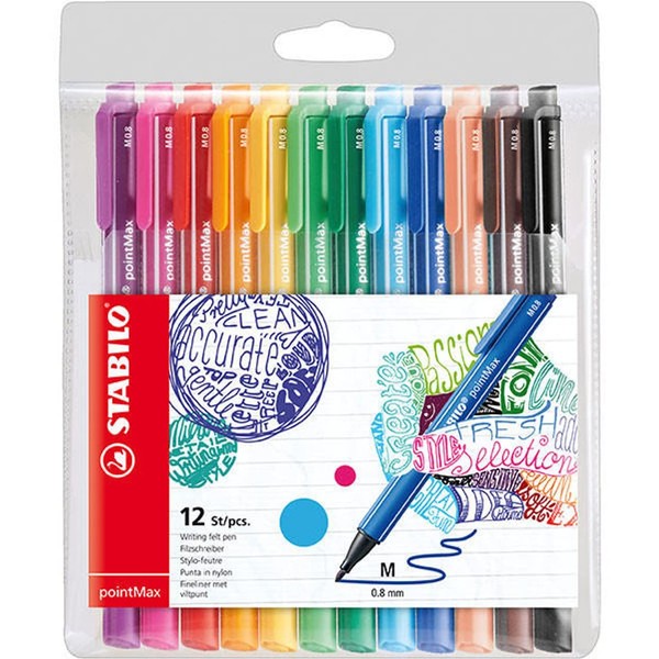 Fineliner - STABILO pointMax - Pack of 12 - Assorted Colours