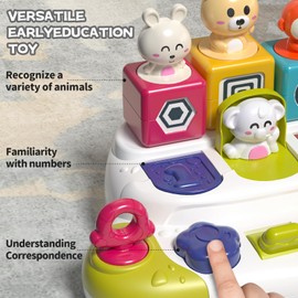 PANITU Baby Toys Interactive Pop-Up Animal Toddler Toys for 1 Year Old Boy Two-Row Setup with Big Buttons Montessori Toys Learning Cause and Effect Toys for Toddlers 1-3 Birthday Gifts