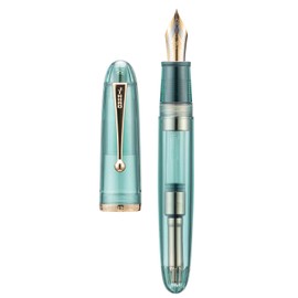 Jinhao 9019 Dadao Series #8 Fountain Pen, Medium Nib, Light Blue Transparent Acrylic Barrel with Gold Clip, Large Writing Pen