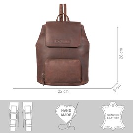 STILORD 'Johanna' Small Leather Backpack Women's Modern Backpack Elegant Leather Women Daypack Vintage City Backpack Backpack Handbag, Sapelli - Brown, Rucksack