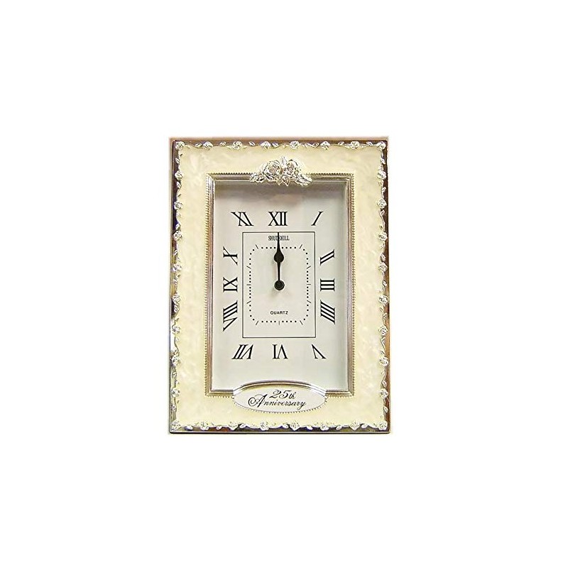 benerini Happy 25th Silver Wedding Anniversary Quartz Table Clock Gift