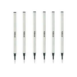 4.37 inch Rollerball Pen Refills, Roller Ball Fine Point 0.5mm, Black Ink Refill Pack of Replaceable Pen Refills Medium Point (6 Pack)