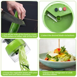 Lithyc Zucchini Pasta Spiral Cutter, Vegetable Spiral Cutter, 4 in 1 Vegetable Cutter, Vegetable Cutter, Kitchen Tool, Vegetable Cutter for Carrots, Fruit, Cucumbers, Potatoes, Pumpkins, Pasta