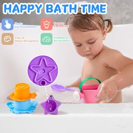 Baby Bath Toys for Toddlers 1-3 5 PCS Toddler Bath Toys for 2-4 Bathtub Water Table Toys Baby Gifts (Color Random)