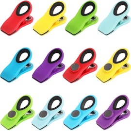 U Chef Set de 12 Clips para Bolsas con Imán, Pinzas para Bolsas de Comida, Clips de Plástico para Sellar Bolsas de Comida, Pinzas Magnéticas para Refrigerador, Cocina y Aperitivos