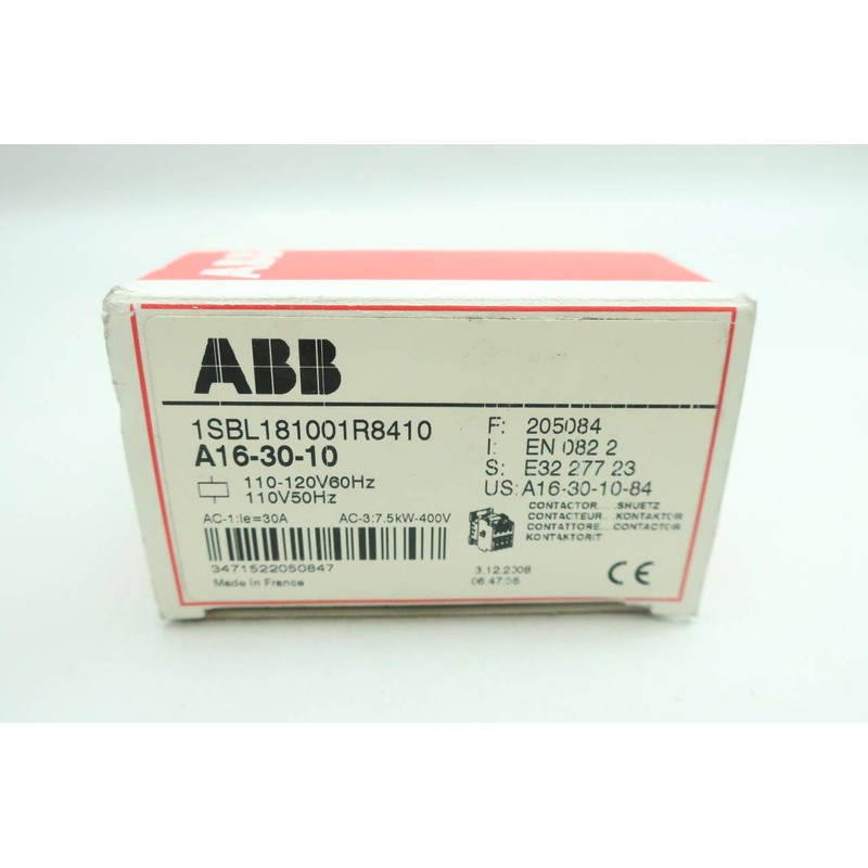 ABB A16-30-10-84 AC CONTACTOR 110-120V-AC 30A AMP 15HP