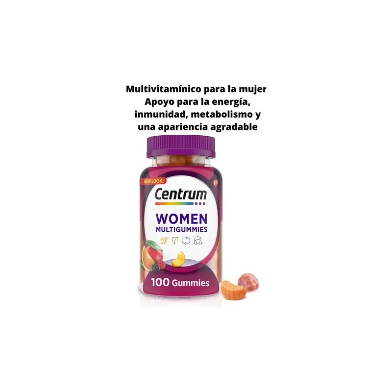 Centrum Multivitamínico Mujer Vitaminas 100 Gomitas Belleza