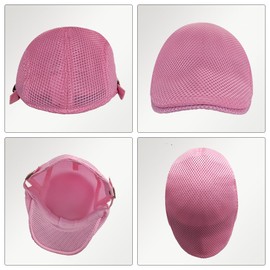 Punctualgood Fashion Men Breathable Mesh Cap Vintage Adjustable Beret Hat Outdoor Newsboy Cabbie Flat Caps (Pink)