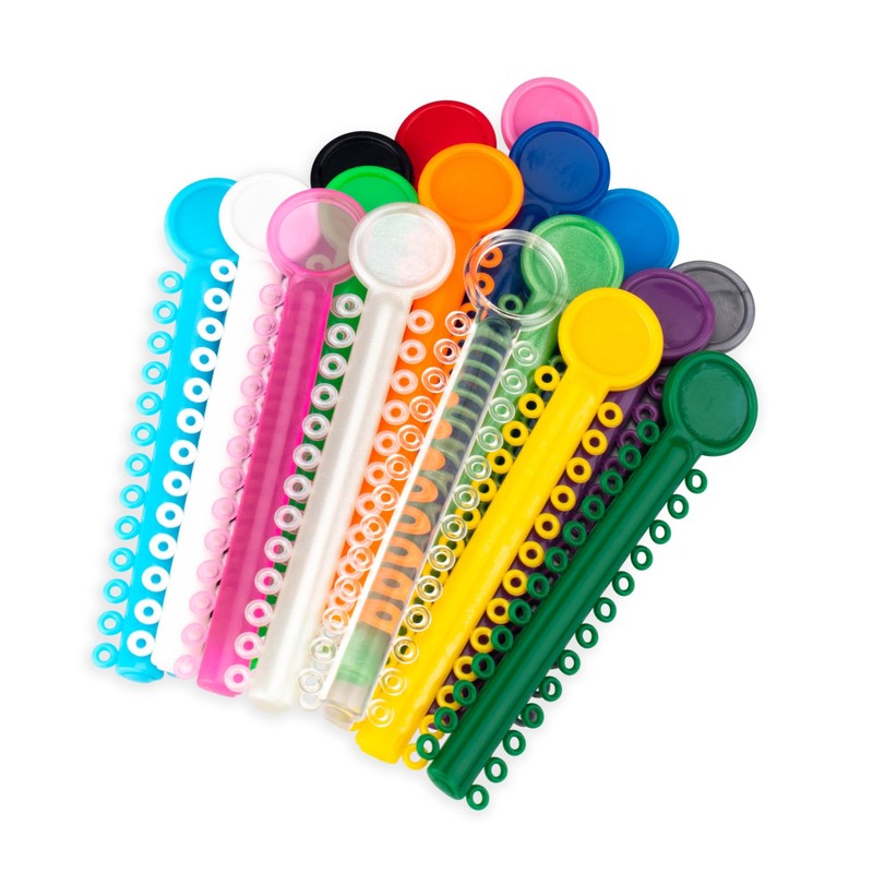 Practicon Orthodontic Ligature Ties, 1040 Elastic Bands for Braces, Elastomeric