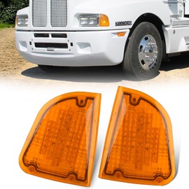 Pair 29 Amber LED Front P/T/C Light Assembly Replacement for Kenworth T600 T660 K300 T300 T330 Front LED Turn Signal Lights Parking Corner Lights Lamps w/1157 Plug, LH & RH