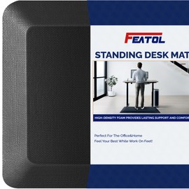 FEATOL Anti Fatigue Mat for Standing, 9/10 Extra Thick Ergonomic Standing Desk Mat, Comfort & Durable Memory Foam Standing Mat at Home,Office All Day (20" x 32", Black, 1PC)