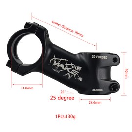 CYSKY Bike Stem 25 Degree 31.8 60mm/70mm/90mm/110mm MTB Stem Mountain Bike Handlebar Stem for Bicycle, Road Bike, MTB, BMX, Cycling (70mm)