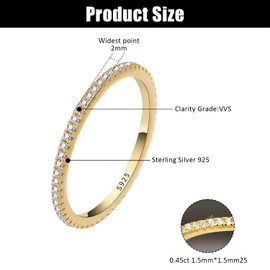 ZEACCT 1 Pcs Simulated Diamond Stackable Ring Gold Plated Eternity Band for Women Anniversary and Engagement Jewelry Elegant and Timeless Design