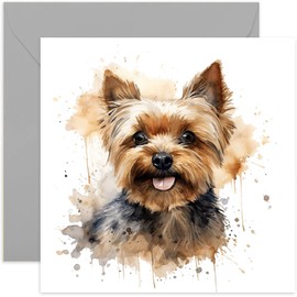 Old English Co. Watercolour Dog Card - Yorkshire Terrier Dog Card for Pet Owner Birthday - Just Because Card for Him or Her - Thinking of You Fur Baby Card for Men and Women | Blank Inside
