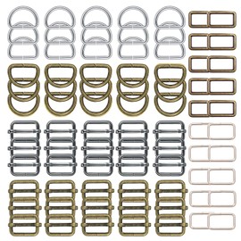 HUAZIZ Pack of 80 Metal Square Buckle, Rectangular Buckle Straps, D Rings 25 mm Metal Sliding Buckles for Handbag, Lanyard, Bags, Straps, Dog Collars and Sewing Projects, gold