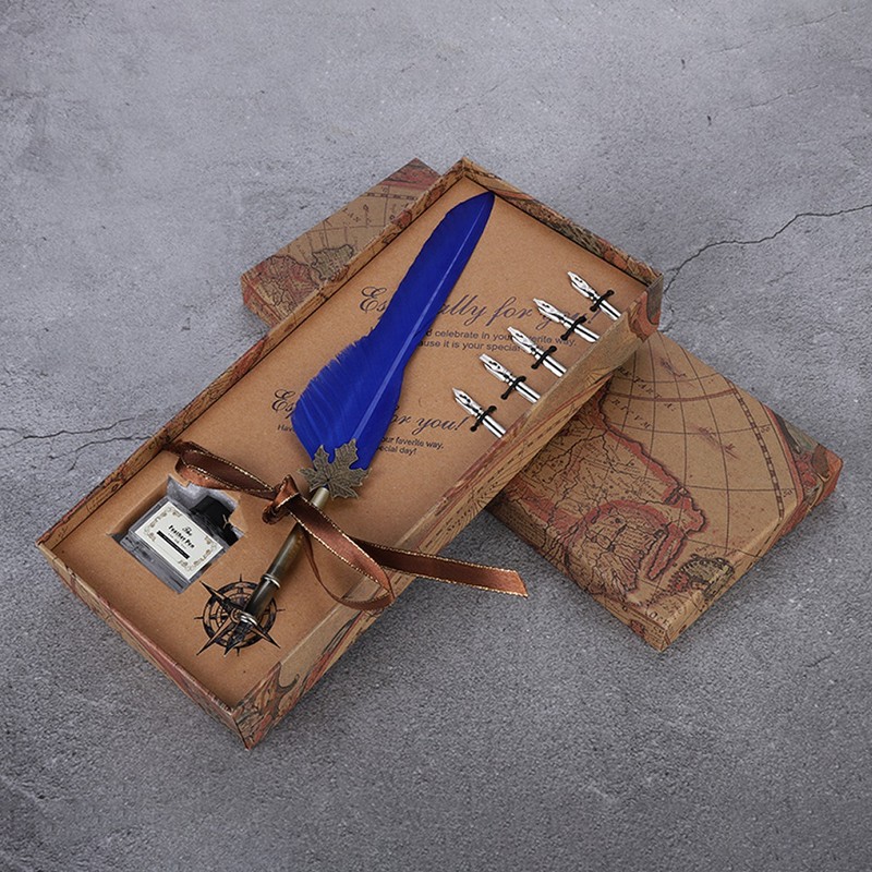 European Retro Quill Alloy Feather Writing with Pen Nibs Gift