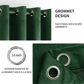 MIULEE Velvet Curtains Emerald Green Elegant Christmas Grommet Thermal Insulated Soundproof Room Darkening Black Out Curtains/Drapes for Classical Living Room Bedroom Decor 52 x 108 Inch Set of 2