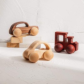 3PCS Wooden Baby Toys,Baby Grasping Toys Push Car Toys Montessori Toys Wooden Toy Vehicles,#1