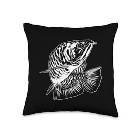 Fish Arowana Angler Fisherman Men Dad Angling Nature Fishing Throw Pillow