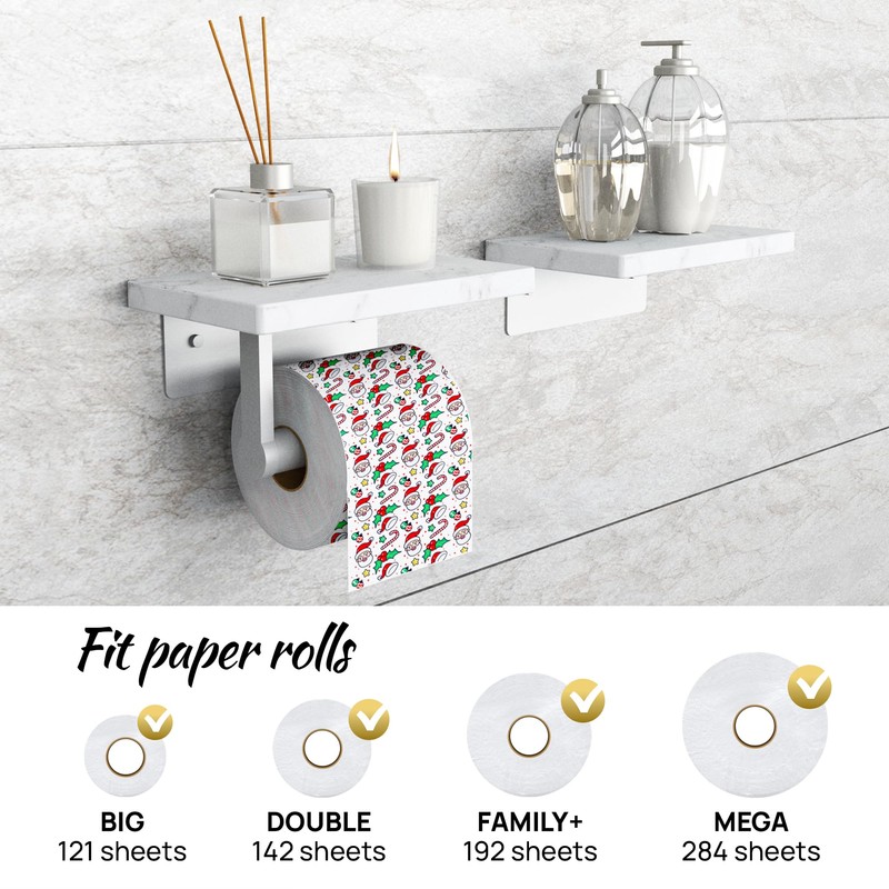 STYLWARE 2 Shelve Toilet Paper Holder with Natural Marble Shelf,