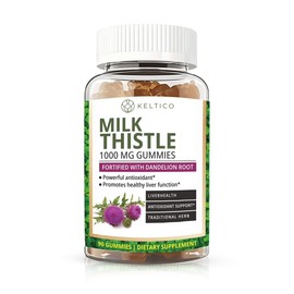 Milk Thistle Gummies 1000mg – Fortified with Dandelion Root – Liver Support & Detox Supplement – Vegan, Gluten-Free – Antioxidant Support - 90-Day Supply - Liver Health - Cleanse
